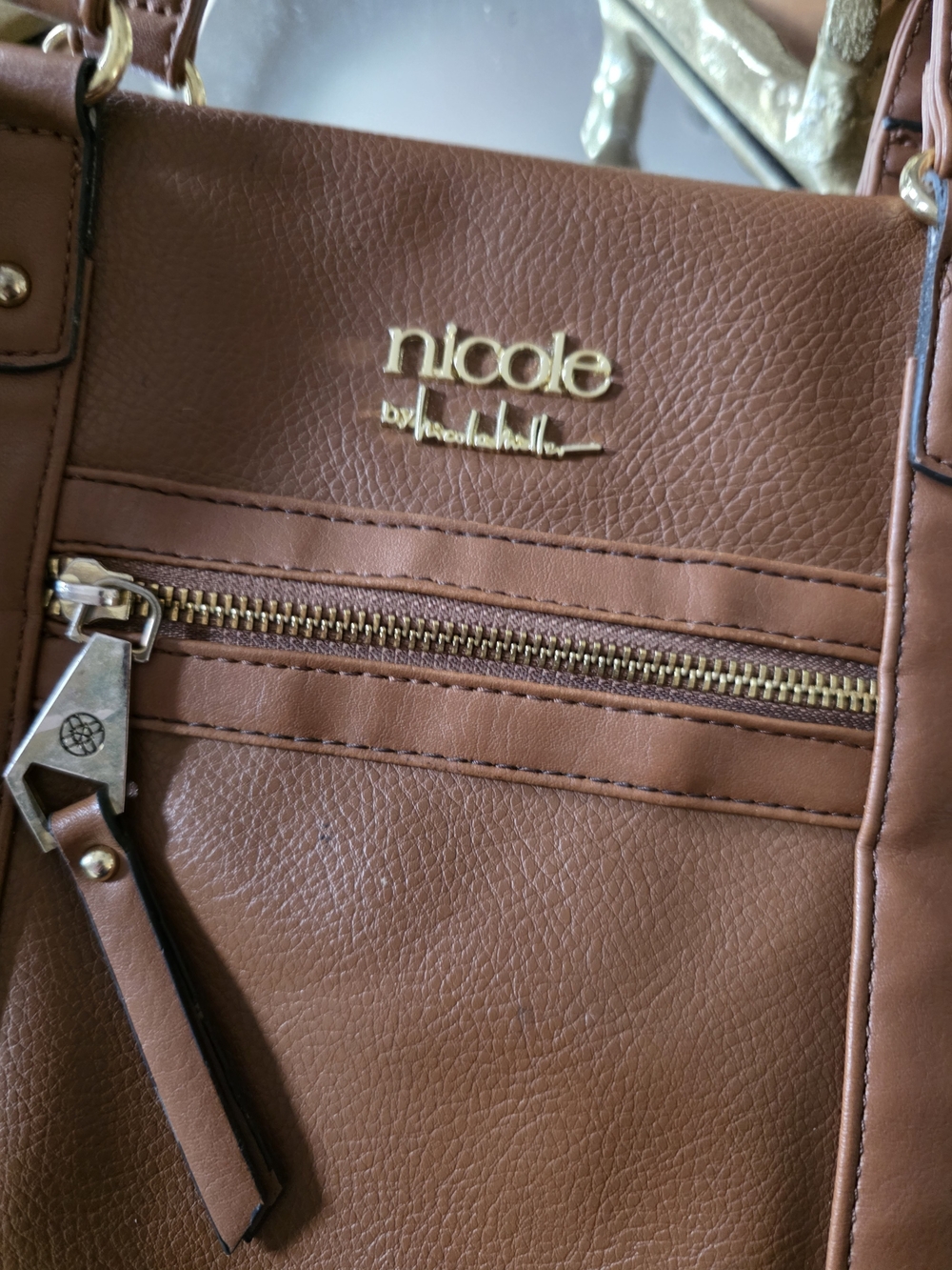 Nicole Tan Shoulder Bag with Gold-Tone Hardware